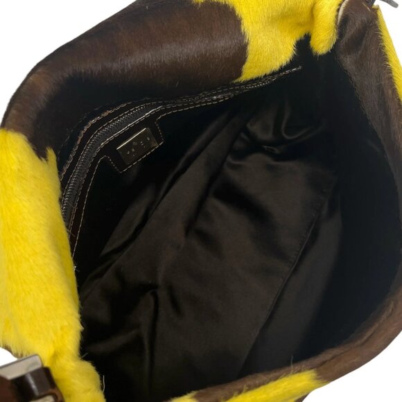FENDI Vintage FF Logo Mamma Baguette Shoulder Bag Yellow [105334] - Picture 11 of 13
